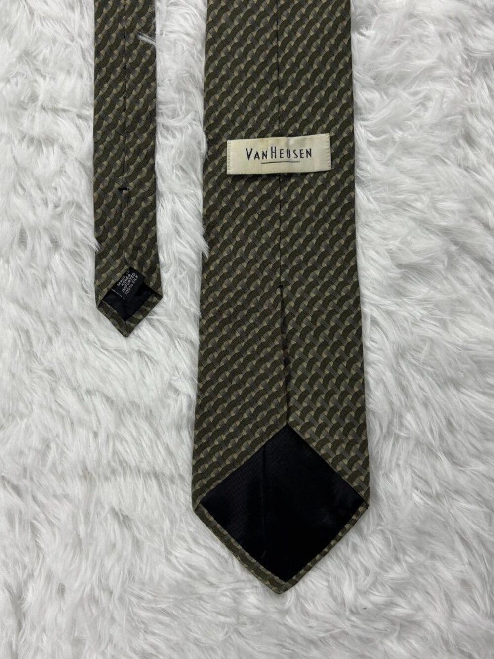 Vintage 90s Charcoal Slate Gray Silk Geometric Optical Pattern Tie 3.75x57